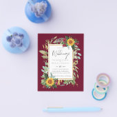 Prospectus 11,4 Cm X 14,2 Cm Pays Tournesols Rustiques Bourgogne Mariage Rose (Simple)