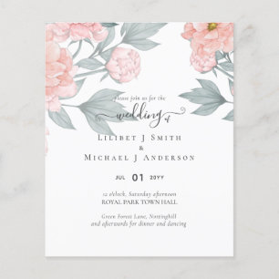 Prospectus 11,4 Cm X 14,2 Cm Peach Peonies Sage Floral Budget Mariage