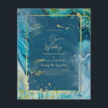 Prospectus 11,4 Cm X 14,2 Cm Peacock Blue Gold INK Abstract Wedding<br><div class="desc">Beautiful alcohol ink effect abstract wedding item with trendy gold color typography layout. This wedding item is part of a larger collection, view the attached collection to see them all. This elegant and modern design is perfect for your classy modern wedding, whether it be spring, summer, fall or winter. 🎨...</div>