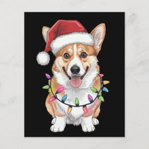 Prospectus 11,4 Cm X 14,2 Cm Pembroke Welsh Corgi Père Noël Lumières des arbres