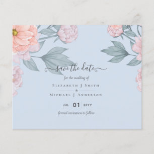 Prospectus 11,4 Cm X 14,2 Cm PÉONIES BUDGÉTAIRES Mariage Peach Sage rose