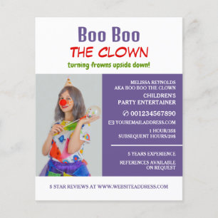 Prospectus 11,4 Cm X 14,2 Cm Personalised Photograph, Kids Entertainer, Clown