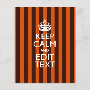 Prospectus 11,4 Cm X 14,2 Cm Personalized KEEP CALM Your Text on Orange Stripes