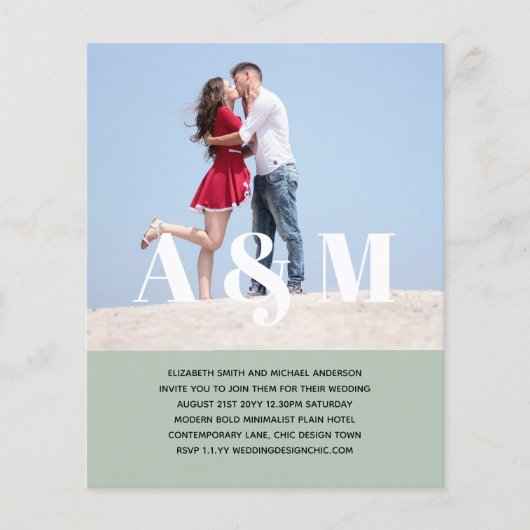 Prospectus 11,4 Cm X 14,2 Cm PHOTO BOLD BUDGET OVERLAY Wedding Invitations (Devant)