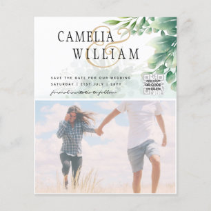 Prospectus 11,4 Cm X 14,2 Cm PHOTO BUDGET Green Wedding Enregistrer la date QRc