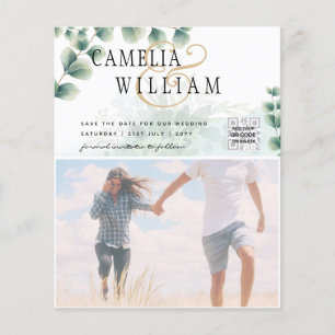 Prospectus 11,4 Cm X 14,2 Cm PHOTO BUDGET Green Wedding Enregistrer la date QRc