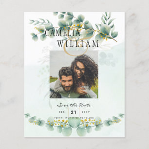 Prospectus 11,4 Cm X 14,2 Cm PHOTO BUDGET Green Wedding Enregistrer la date QRc