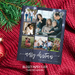 Prospectus 11,4 Cm X 14,2 Cm Photo Budget Joyeux Noël hiver Carte de vacances<br><div class="desc">Rustique moderne Joyeux Noël manuscrit script de calligraphie six famille multi photo carte de vacances en bois blanc marine avec votre texte personnalisé sur les deux côtés. VEUILLEZ NOTER que les couleurs de l'arrière - plan et du script sont modifiables. Vous pouvez le modifier après avoir sélectionné l'option PERSONNALISER sous...</div>
