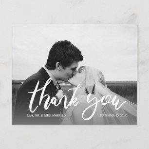 Prospectus 11,4 Cm X 14,2 Cm Photo Budget noir et blanc Calligraphie 2 Merci