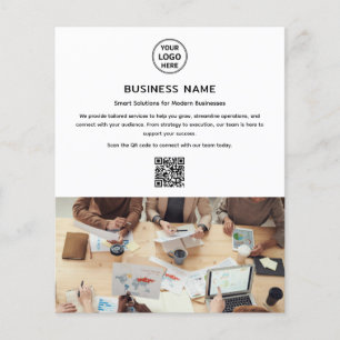 Prospectus 11,4 Cm X 14,2 Cm Photo de logo moderne QR Professional White Busine