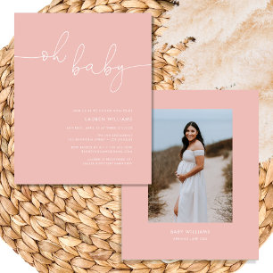 Prospectus 11,4 Cm X 14,2 Cm Photo moderne Blush rose Baby shower fille