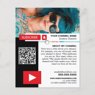 Prospectus 11,4 Cm X 14,2 Cm Photo personnalisée et code QR, Youtube - Vlogger