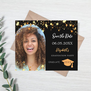 Prospectus 11,4 Cm X 14,2 Cm Photographie noire Graduation Party Enregistrer le