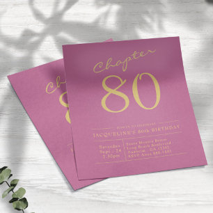 Prospectus 11,4 Cm X 14,2 Cm Pink Gold Budget 80e anniversaire Invitation