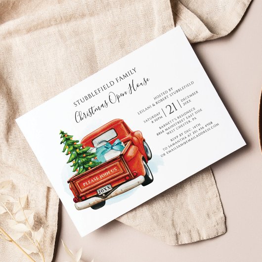 Prospectus 11,4 Cm X 14,2 Cm Plaid Rustic Truck Noël Rustique Invitation