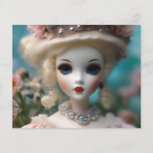 Prospectus 11,4 Cm X 14,2 Cm Poupée Vintage bleue,