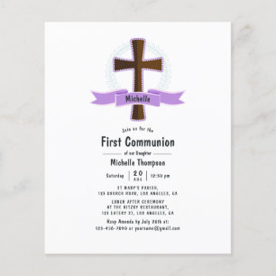 Prospectus 11,4 Cm X 14,2 Cm Première Sainte Communion de la Fille Violette