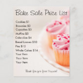 Prospectus 11,4 Cm X 14,2 Cm Prix de vente de gâteaux rose (Dos)