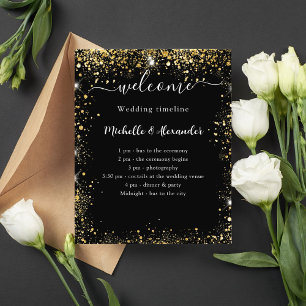 Prospectus 11,4 Cm X 14,2 Cm Programme de chronologie mariage budget or noir