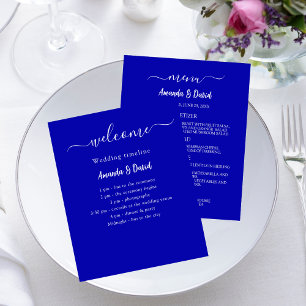 Prospectus 11,4 Cm X 14,2 Cm Programme de mariage Menu budget blanc bleu royal