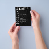 Prospectus 11,4 Cm X 14,2 Cm Programme de mariage moderne noir gras (main)