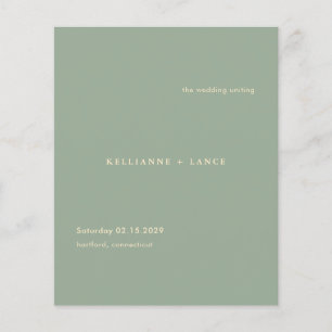 Prospectus 11,4 Cm X 14,2 Cm Programme de mariage simple vert sauge moderne