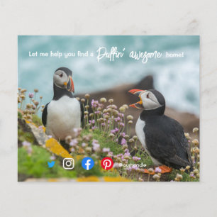 Prospectus 11,4 Cm X 14,2 Cm puffin incroyable marketing immobilier agent postc