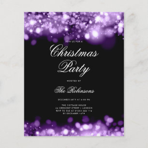 Prospectus 11,4 Cm X 14,2 Cm Purple Christmas Lights Invitation Programme et me