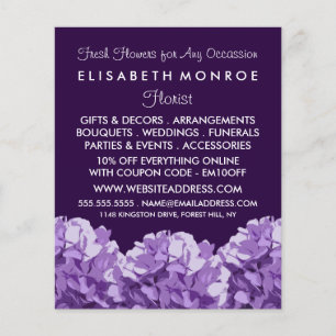 Prospectus 11,4 Cm X 14,2 Cm Purple Hydrangea, Floristry Publicité