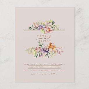 Prospectus 11,4 Cm X 14,2 Cm Purple Peach Summer Floral Wedding Inviter QR Code
