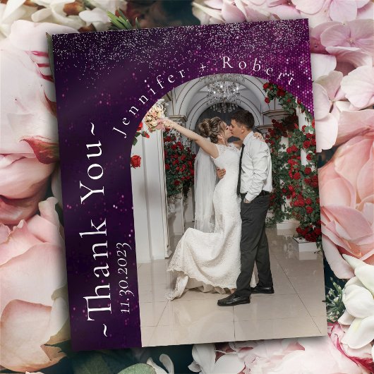 Prospectus 11,4 Cm X 14,2 Cm Purple Sparkly Mariage Budget Merci cartes