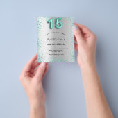 Prospectus 11,4 Cm X 14,2 Cm Quinceanera argent turquoise parties scintillant i (main)