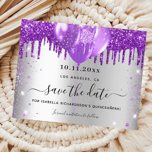 Prospectus 11,4 Cm X 14,2 Cm Quinceañera argent violet budget économiser la dat
