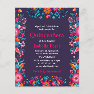 Prospectus 11,4 Cm X 14,2 Cm Quinceanera Florale Violet Fiesta Mexicaine Annive