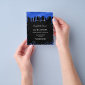Prospectus 11,4 Cm X 14,2 Cm Quinceanera noir royal bleu budget invitation (main)