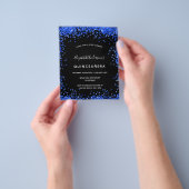 Prospectus 11,4 Cm X 14,2 Cm Quinceanera noir royal bleu budget invitation (main)