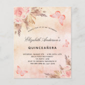 Prospectus 11,4 Cm X 14,2 Cm Quinceanera pampas invitation budgétaire papillon (Devant)