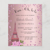 Prospectus 11,4 Cm X 14,2 Cm Quinceanera Paris blush rose invitation budget (Devant)