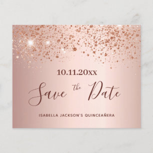 Prospectus 11,4 Cm X 14,2 Cm Quinceanera rose gold budget Enregistrer la date
