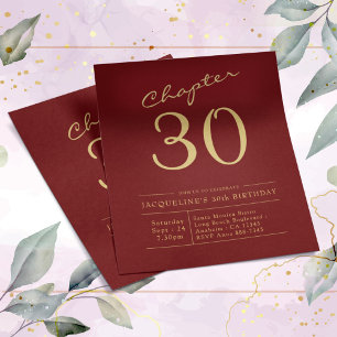 Prospectus 11,4 Cm X 14,2 Cm Red Gold Budget 30th Birthday Invitation