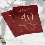 Prospectus 11,4 Cm X 14,2 Cm Red Gold Budget 40th Birthday Invitation<br><div class="desc">Créez des souvenirs inoubliables avec des invitations personnalisées pour 40e anniversaire. Fêtez votre 40e anniversaire avec style avec ces invitations à budget personnalisé! Ce script rouge et or est parfait pour ajouter votre propre message personnalisé. Conçues avec soin et attention au détail, ces invitations vous apporteront une touche d'élégance à...</div>