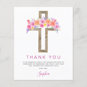 Prospectus 11,4 Cm X 14,2 Cm Remerciement pour la première communion florale ro