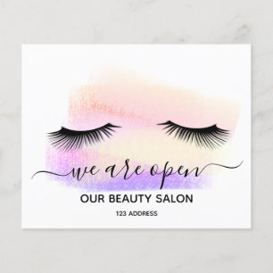 Prospectus 11,4 Cm X 14,2 Cm Réouverture salon de beauté clair blanc cils paste
