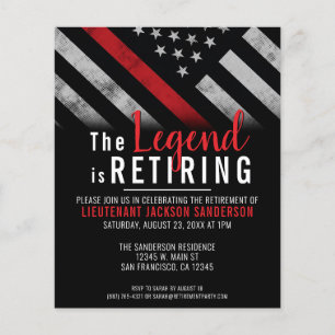 Prospectus 11,4 Cm X 14,2 Cm Retraite de pompier de budget Ligne rouge mince Fê