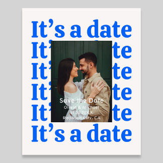 Prospectus 11,4 Cm X 14,2 Cm Retro Its A Date Photo Wedding Save The Date