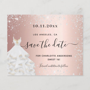 Prospectus 11,4 Cm X 14,2 Cm Robe argent rose pour les 16 ans budget carte de s