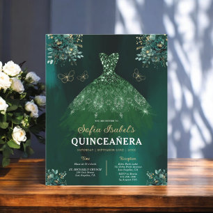 Prospectus 11,4 Cm X 14,2 Cm Robe verte Emeraude Florale Anniversaire Quinceane