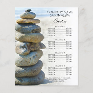 Prospectus 11,4 Cm X 14,2 Cm Rock Stack Cairn Spa Salon Services Menu