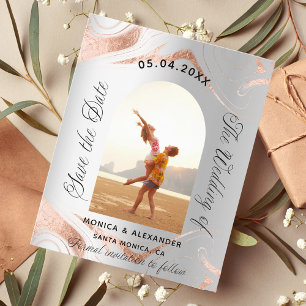 Prospectus 11,4 Cm X 14,2 Cm Rose argent photo budget mariage enregistrer la da