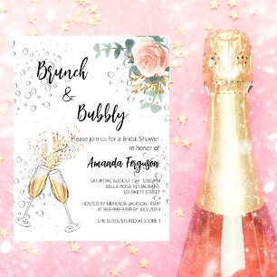 Prospectus 11,4 Cm X 14,2 Cm Rose Budget Brunch Bubbly Bridal Douche invitation